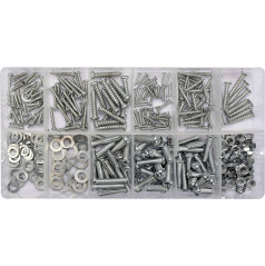 Vruty samořezné, šrouby, matice a podložky sada 347 ks