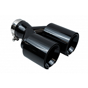 Końcówka tłumika 101mmx2 wejście 76mm Gloss Black Zestaw