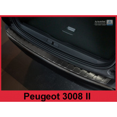 Nerez kryt-černá ochrana prahu zadního nárazníku Peugeot 3008 II 2016-17