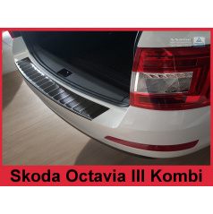 Nerez kryt- černá ochrana prahu zadního nárazníku Škoda Octavia III kombi 2013-16