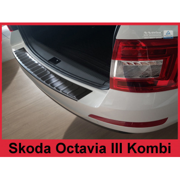Nerez kryt- černá ochrana prahu zadního nárazníku Škoda Octavia III kombi 2013-16 Nerez kryt- černá ochrana prahu zadního nárazníku Škoda Octavia III kombi 2013-16