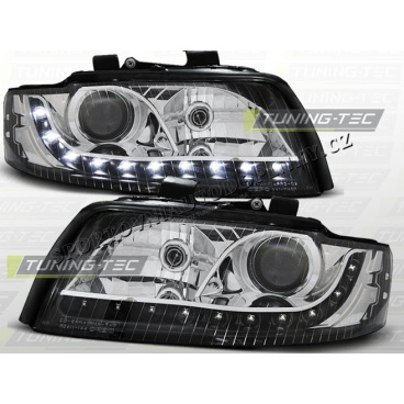 AUDI A4 (B6) 2000-04 PŘEDNÍ ČÍRÁ SVĚTLA DAYLIGHT LED BLACK AUDI A4 (B6) 2000-04 PŘEDNÍ ČÍRÁ SVĚTLA DAYLIGHT LED BLACK