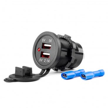 Vodotěsná nabíječka se zásuvkami 2x USB 12V 24V MOD-03 Vodotěsná nabíječka se zásuvkami 2x USB 12V 24V MOD-03