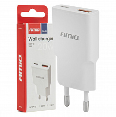 Síťová nabíječka 230V 20W GaN USB-C USB-A
