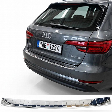Nerez leštěný kryt horní hrany zadního nárazníku Audi A4 kombi 8W 2015-24 Nerez leštěný kryt horní hrany zadního nárazníku Audi A4 kombi 8W 2015-24