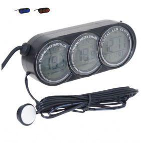 Teploměr do auta vnitřní/venkovní teplota, hodiny, datum,