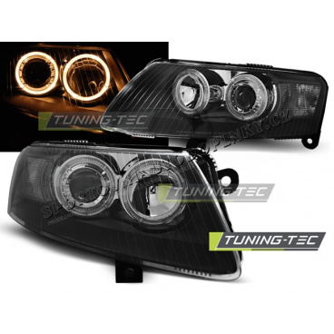 AUDI A6 C6 04.2004-2008 PŘEDNÍ ČÍRÁ SVĚTLA ANGEL EYES BLACK AUDI A6 C6 04.2004-2008 PŘEDNÍ ČÍRÁ SVĚTLA ANGEL EYES BLACK