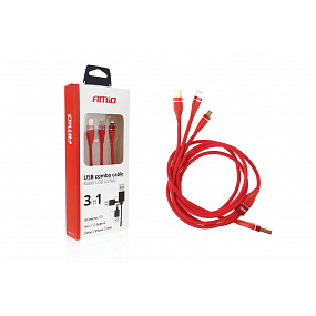 Multikabel do telefonu USB/ 3 konektory (iPhone +  iPad, USB typ C a microUSB)