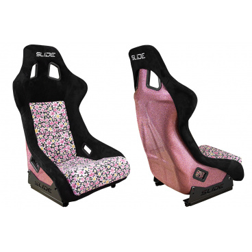 Sportovní skořepina SLIDE KS2 Premium Black & Flowers Velur Light Pink Glitter