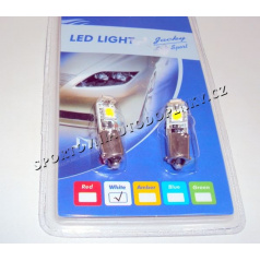 Žárovka LED3 super silná Ba9S 12V s větším odporem bílá 2ks (bajonet)