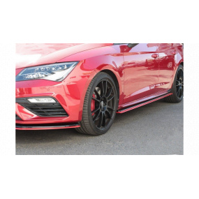 Dokładka Seat Leon III Cupra FR Facelift Progi v.3 Gloss Black + Red