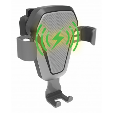 Držák telefonu LUKE-V bezdrátové nabíjení 10W silver Držák telefonu LUKE-V bezdrátové nabíjení 10W silver