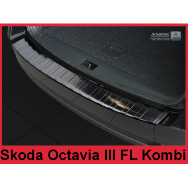 Nerez kryt- černá ochrana prahu zadního nárazníku Škoda Octavia III FL kombi 2016+