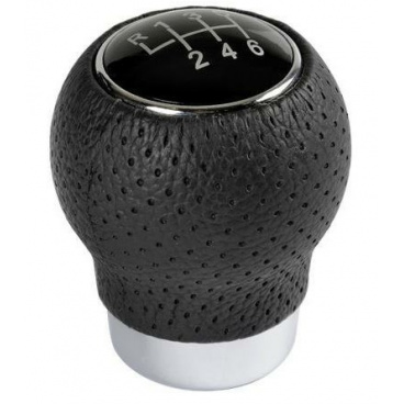 Hlavice řadící páky kožená černá s děrováním