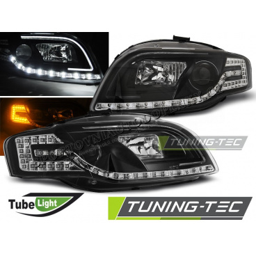 Audi A4 B7 11.2004-03.2008 přední čirá světla Led Tube Lights black Audi A4 B7 11.2004-03.2008 přední čirá světla Led Tube Lights black