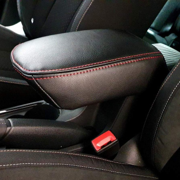 Potah loketní opěrky kožený Škoda Kamiq červený šev