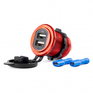 Vodotěsná nabíječka se zásuvkami 2xUSB 12V 24V MOD-10 Vodotěsná nabíječka se zásuvkami 2xUSB 12V 24V MOD-10