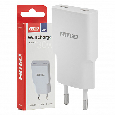 Síťová nabíječka 230V 30W GaN 2xUSB-C Síťová nabíječka 230V 30W GaN 2xUSB-C