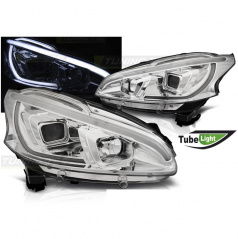 Peugeot 208 04.2012-06.2015 přední čirá světla Tube Light chrome