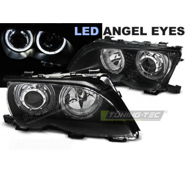 BMW E46 09.2001-03.2005 Limousine / Touring přední čirá světla Angel Eyes LED black BMW E46 09.2001-03.2005 Limousine / Touring přední čirá světla Angel Eyes LED black