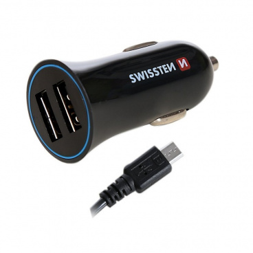 Zástrčka SWISSTEN s 2x USB výstupem 2,4 A, 12/24V s kabelem microUSB, 44056 Zástrčka SWISSTEN s 2x USB výstupem 2,4 A, 12/24V s kabelem microUSB, 44056