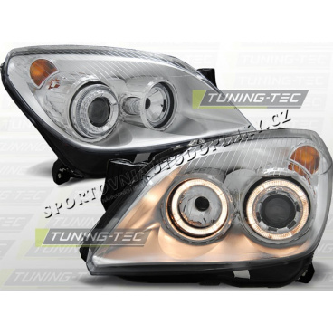 OPEL ASTRA H 2004-09 3.5D PŘEDNÍ ČÍRÁ SVĚTLA ANGEL EYES CHROME OPEL ASTRA H 2004-09 3.5D PŘEDNÍ ČÍRÁ SVĚTLA ANGEL EYES CHROME