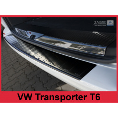 Nerez kryt- černá ochrana prahu zadního nárazníku Volkswagen Transporter T6 Furgon 2015-16