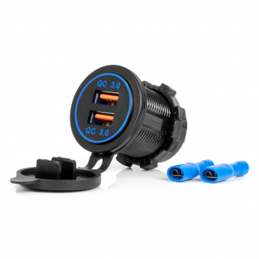 Vodotěsná automobilová nabíječka s USB porty 2xUSB QC3.0 12V 24V Vodotěsná automobilová nabíječka s USB porty 2xUSB QC3.0 12V 24V