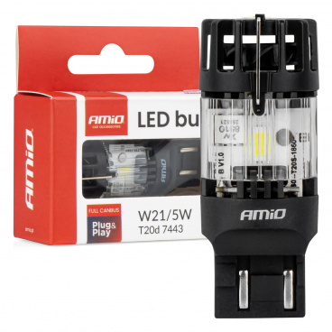 LED žárovka LumiTec T20D 7443 W21/5W 12V FULL CANBUS bílá
