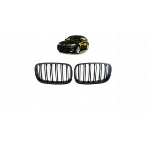 Gril BMW X6 E71 E72 X5 E70 dvojité žebrování Matná černá Gril BMW X6 E71 E72 X5 E70 dvojité žebrování Matná černá