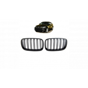 Gril BMW X6 E71 E72 X5 E70 dvojité žebrování Matná černá