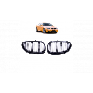 Mřížka BMW 5 E60 E61 dvojité žebrování Lesklá černá