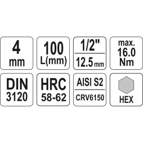 Nástavec prodloužený 1/2" bit Imbus H4