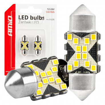 LED žárovky CANBUS Festoon C5W 12SMD 2016 31mm Bílá 12V 24V 