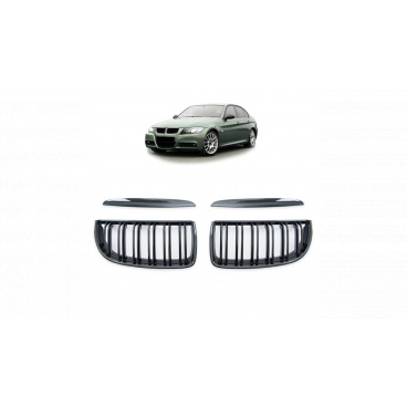 Mřížka BMW 3 E90 E91 dvojité žebrování Lesklá černá