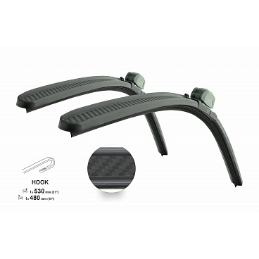 Stěrače CARBON FLAT SET 530+480mm Škoda Octavia I, Fabia I + další modely Stěrače CARBON FLAT SET 530+480mm Škoda Octavia I, Fabia I + další modely