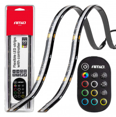 Pásky LED COB do auta vícebarevné multi color RGB s dálkovým ovládáním 2x30cm 12V AMIO-04579