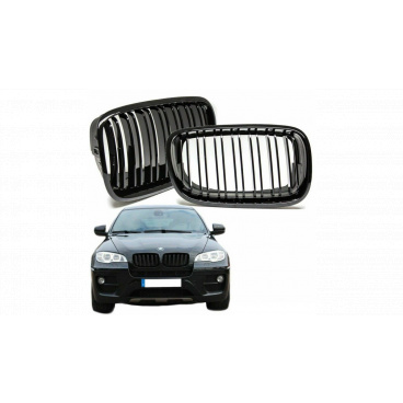 Mřížka BMW X6 E71 E72 X5 E70 dvojité žebrování Lesklá černá