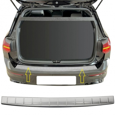 Nerez leštěný kryt hrany zadního nárazníku VW Golf 8 HTB 5D 2019+ Nerez leštěný kryt hrany zadního nárazníku VW Golf 8 HTB 5D 2019+