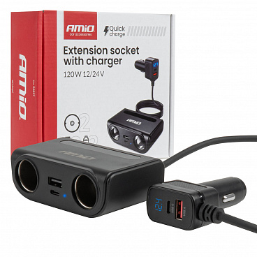 Rozdělovač zásuvky zapalovače s nabíječkou USB-C USB-A QC3.0 PD3.0 120W Rozdělovač zásuvky zapalovače s nabíječkou USB-C USB-A QC3.0 PD3.0 120W