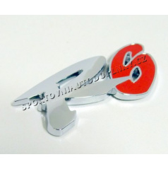 Plastový chrom znak s podlepením R6 70X32 mm