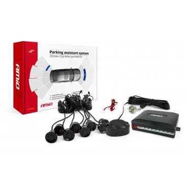 Sada parkovacích senzorů s bzučákem, 8 čidel, černá AMIO-01575 Sada parkovacích senzorů s bzučákem, 8 čidel, černá AMIO-01575