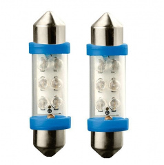 6 LED žárovky sulfit modré 39 mm 2 ks