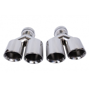 Koncovka tlumiče 89mmx2 vstup 76mm Leštěná Sada