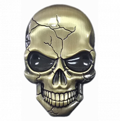 Samolepící kovový znak LEBKA (gold) 43x68 mm