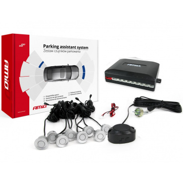 Parkovací systém s akustickou signalizací 8 stříbrných senzorů (předek + zadek) Parkovací systém s akustickou signalizací 8 stříbrných senzorů (předek + zadek)