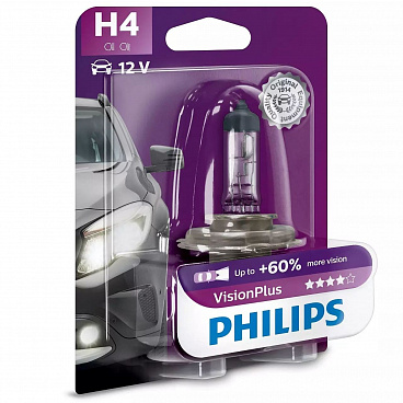 Halogenová žárovka Philips Vision Plus H4 12V 60/55W +60% 1 ks Halogenová žárovka Philips Vision Plus H4 12V 60/55W +60% 1 ks