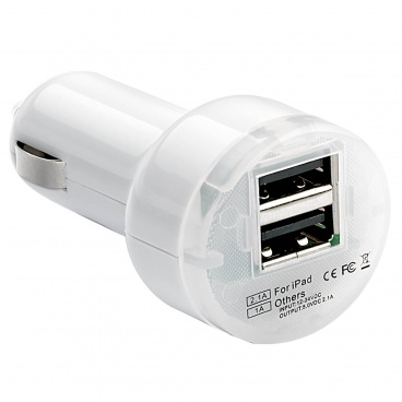 Led USB nabíječka, modré podsvícení 12-24V  (1,01 do 2,1 A)