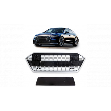 Gril Audi A7 C8 Stříbrný & Lesklý Černý