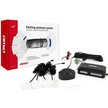 Parkovací systém s akustickou signalizací 4 bílé senzory Parkovací systém s akustickou signalizací 4 bílé senzory
